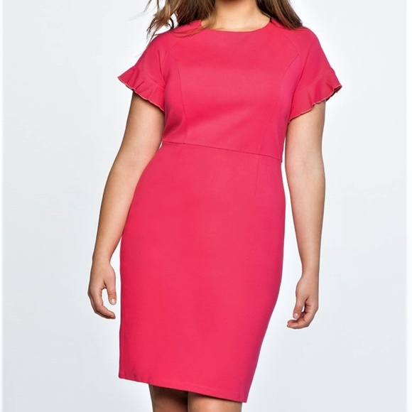 Eloquii Dresses | 26 28 4x New Eloquii Pink Ruffle Sleeve Knit Dress | Poshmark